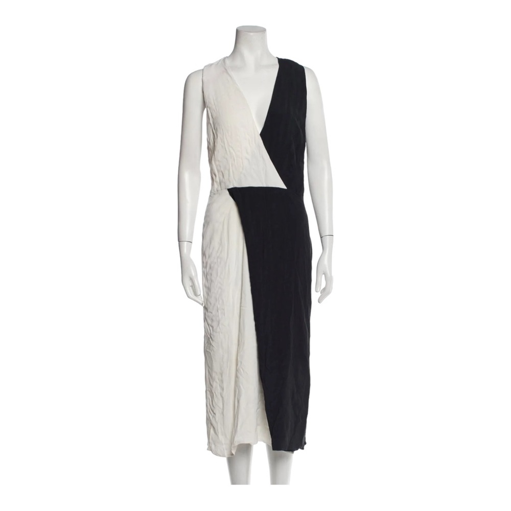 Equipment Tatienne Color Block Midi Dress Black White Work Sleeveless